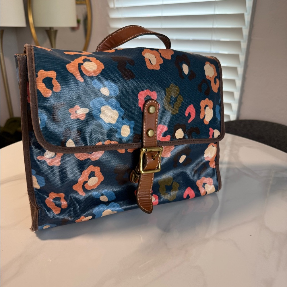 Fossil Blue and Brown Floral Crossbody Messenger Bag